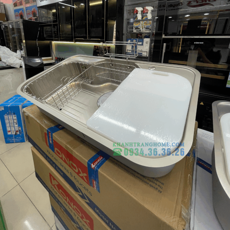 CHẬU RỬA BÁT CHỐNG XƯỚC PHONG CÁCH KONOX TARI 9051SR FULL - 82 CHẬU RỬA BÁT KONOX TARI 9051SR