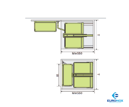 Tủ kho hộp cánh mở 2 tầng Euronox EU3-260
