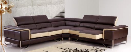SOFA GÓC CHỮ L DA BÒ FUTURE MODEL 7037 (MÀU NÂU PHA KEM)