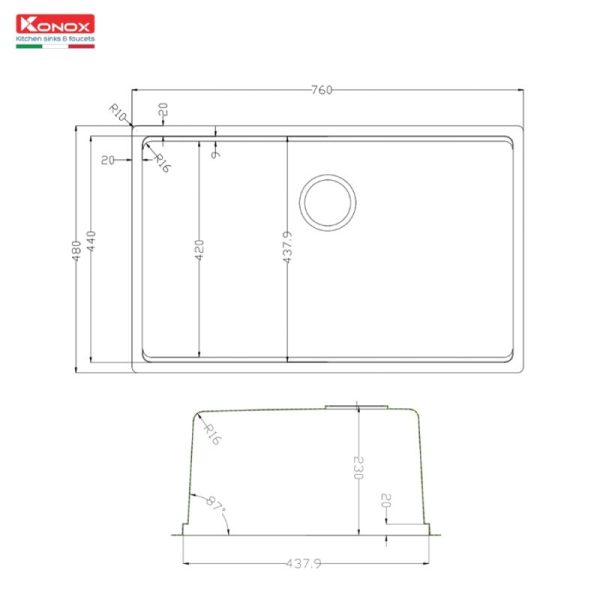 CHẬU RỬA BÁT CHỐNG XƯỚC PHONG CÁCH NHẬT KONOX TARI 7648SR - 3