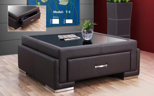 BÀN SOFA DA BÒ MẶT KÍNH FUTURE MODEL T5