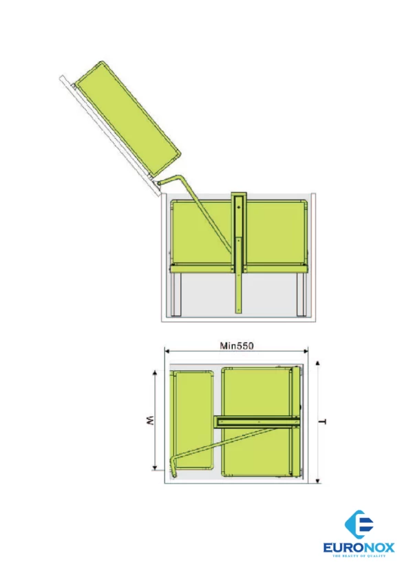 Tủ kho hộp cánh mở 2 tầng Euronox EU1-260