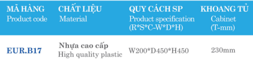 Thùng gạo âm tủ Euronox EUR.B17