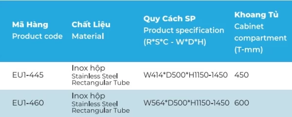 Tủ kho hộp cánh mở 4 tầng Euronox EU1-460