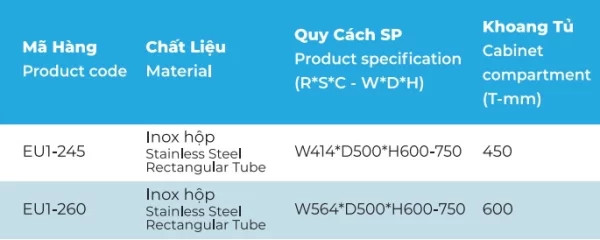 Tủ kho hộp cánh mở 2 tầng Euronox EU1-260