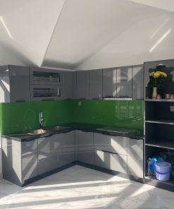 Tủ bếp inox cánh kính