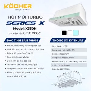 Máy hút mùi âm tủ Kocher Tubo SerieS X Model X350N - 9