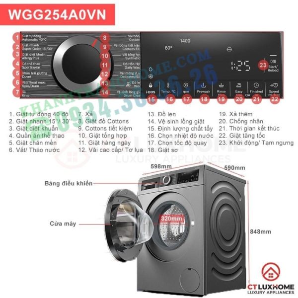 Máy giặt Bosch WGG254A0VN 10 kg - 35
