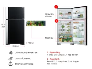 Tủ lạnh Hitachi Inverter 550 lít R-FG690PGV7X GBK - 15