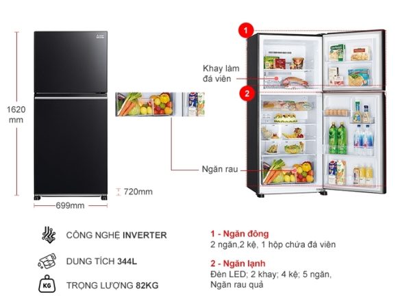 Tủ lạnh Inverter 344 lít Mitsubishi Electric MR-FX43EN-GBK-V - 3