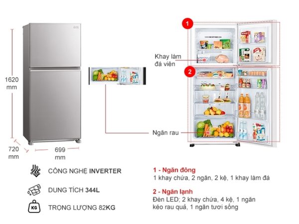 Tủ lạnh Inverter 344 lít Mitsubishi Electric MR-FX43EN-GSL-V - 3