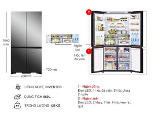 Tủ lạnh Hitachi Inverter 569 lít R-WB640VGV0X MIR - 25