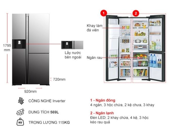 Tủ lạnh Hitachi Inverter 569 lít R-MY800GVGV0 (MIR) - 3
