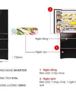 Tủ Lạnh Hitachi Inverter 615 Lít R-WX620KV XK - 27