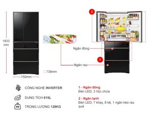 Tủ Lạnh Hitachi Inverter 615 Lít R-WX620KV XK - 27