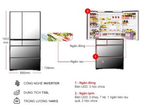 Tủ lạnh Hitachi Inverter 735 lít Multi Door R-ZX740KV X - 23