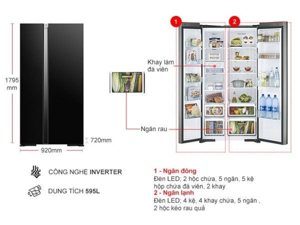 Tủ Lạnh Hitachi Inverter 595 Lít R-S800PGV0 GBK - 3