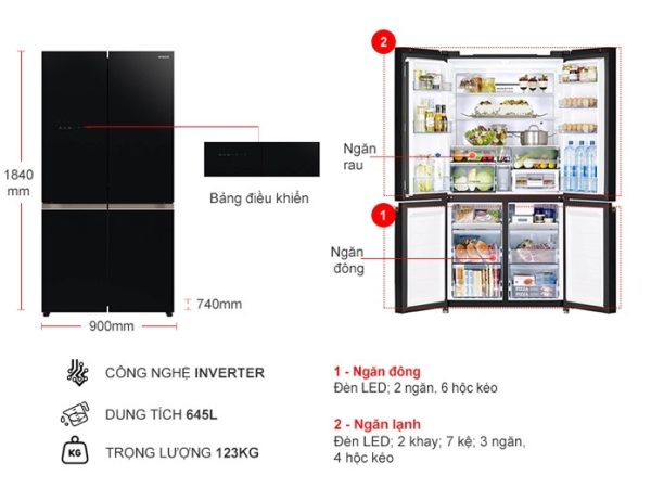 Tủ lạnh Hitachi Inverter 645 lít R-WB700VGV2 GBK - 3