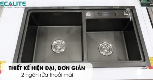 Chậu rửa chén Inox 2 hộc Ecalite ESD-8245HB - 10