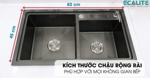 Chậu rửa chén Inox 2 hộc Ecalite ESD-8245HB