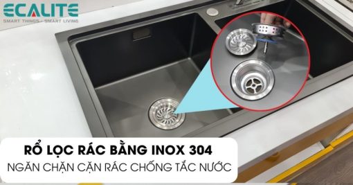 Chậu rửa chén Inox 2 hộc Ecalite ESD-8245HB - 7