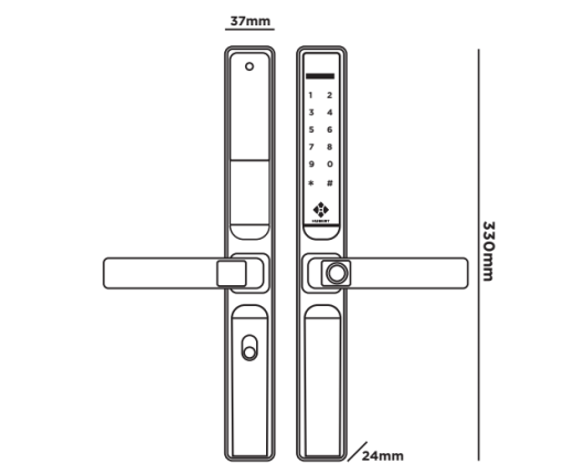 Khóa điện tử cửa nhôm Hubert HB CNI3 EU App wifi chống nước - 3