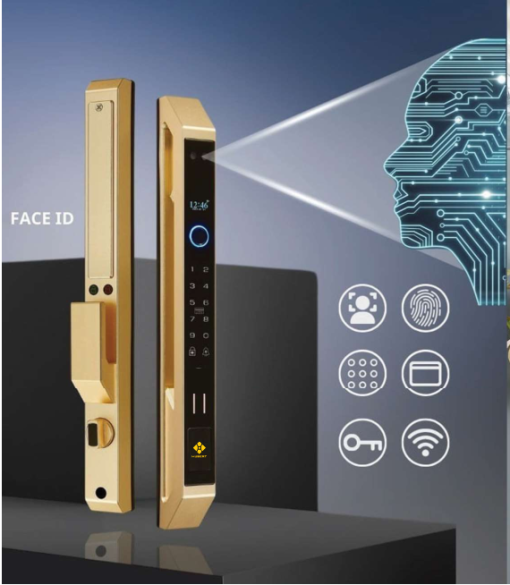 Khóa cửa nhôm Hubert HB CNI7 EU Gold App wifi Face ID của Đức - 5