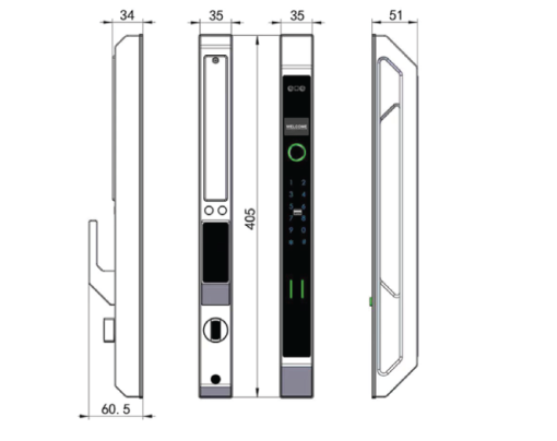 Khóa cửa nhôm Hubert HB CNI7 EU Gold App wifi Face ID của Đức - 3