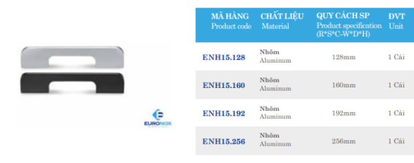 Tay nắm nhôm Euronox ENH15.128