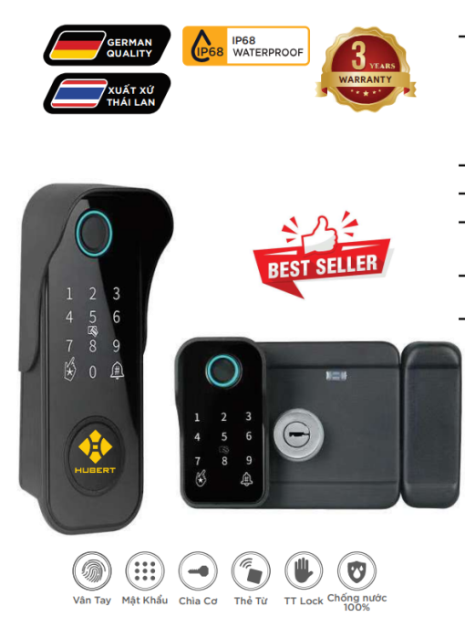 Khoá điện tử cửa cổng Hubert HB CC78 Black - 1
