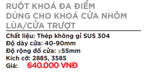 Ruột khóa đa điểm cho khóa cửa nhôm lùa – cửa trượt - 3