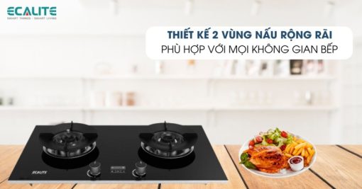 Bếp gas âm 2 vùng nấu Ecalite EG-XD28046LCD