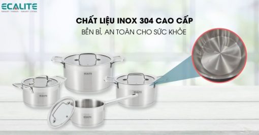 Bộ nồi inox 8 món cao cấp Ecalite ERW-SA4080