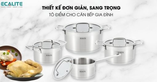 Bộ nồi inox 8 món cao cấp Ecalite ERW-SA4080