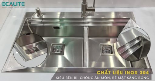 Chậu rửa chén Inox 2 hộc Ecalite ES-N28550HS - 11