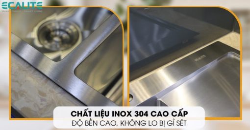 Chậu rửa chén Inox 2 hộc Ecalite ESD-11650HS