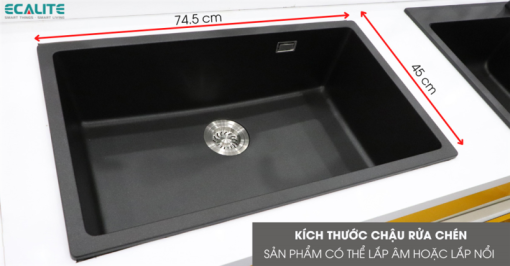 Chậu rửa đá Granite 1 hộc lớn Ecalite EGS-6001.7545B - 9