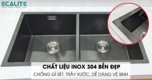 Chậu rửa chén Inox 2 hộc Ecalite ESD-8245HB