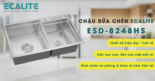 Chậu rửa chén Inox 2 hộc Ecalite ESD-8248HS - 4