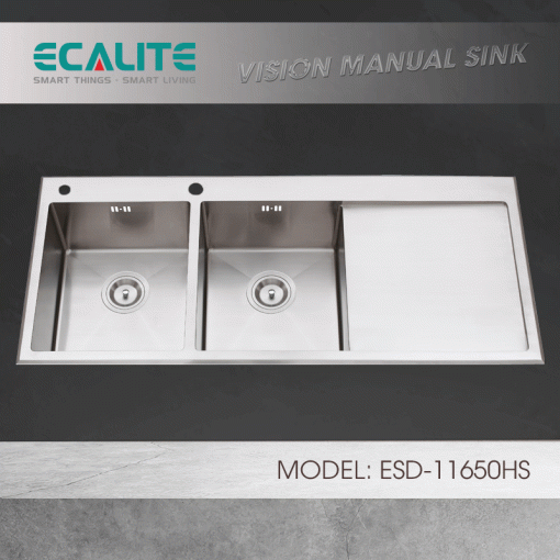 Chậu rửa chén Inox 2 hộc Ecalite ESD-11650HS - 1