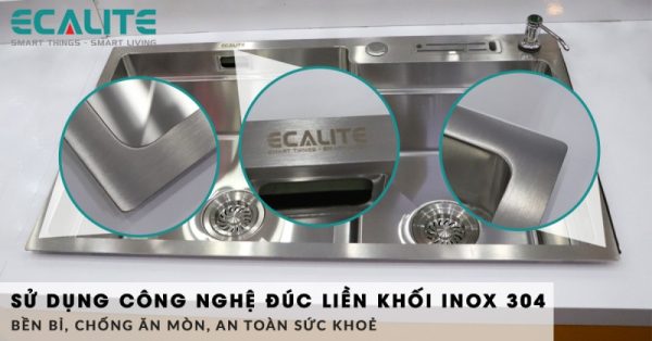 Chậu rửa chén Inox 2 hộc Ecalite ESD-8248HS