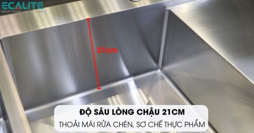 Chậu rửa chén Inox 2 hộc Ecalite ESD-11650HS - 5