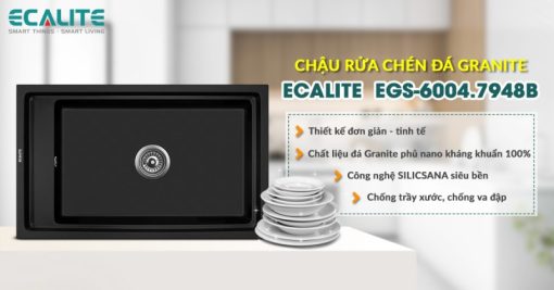 Chậu rửa chén đá Granite Nano 1 hộc lớn Ecalite EGS-6004.7948B
