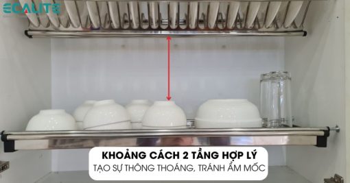 Kệ chén cố định tủ trên Ecalite EL-BV80H