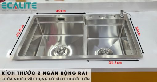 Chậu rửa chén Inox 2 hộc Ecalite ESD-8248HS