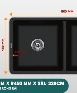 Chậu rửa chén đá Granite 2 hộc lớn Ecalite EGS-7008.8045B - 13