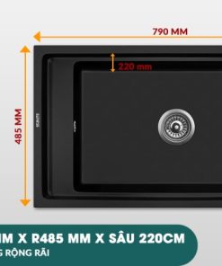 Chậu rửa chén đá Granite Nano 1 hộc lớn Ecalite EGS-6004.7948B - 11 Chậu rửa chén đá Granite Nano 1 hộc lớn Ecalite EGS-6004.7948B