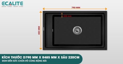 Chậu rửa chén đá Granite Nano 1 hộc lớn Ecalite EGS-6004.7948B