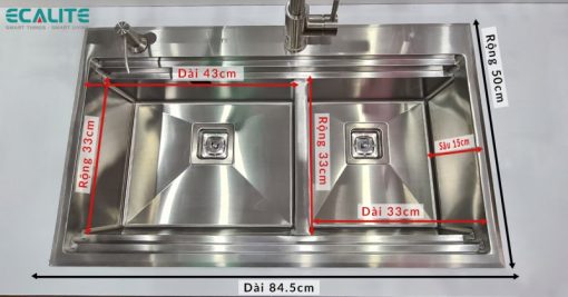 Chậu rửa chén Inox 2 hộc Ecalite ESD-8245HC