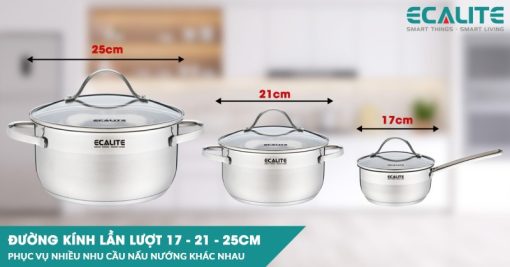 Bộ nồi inox 3 đáy Ecalite RW-3006SS - 5